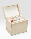 Help someone organize their culinary masterpieces with this charming and carefully designed wood box, gold-stamped with a chef's motif and filled with creamy, cotton letterpressed recipe cards so that recipes for favorite dishes will always be close by.
