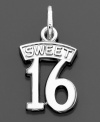 Cherish youth and fond memories with this beautiful charm. This Rembrandt Charms sweet 16 charm is set in sterling silver. Approximate drop: 3/4 inches.