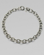 From the Oval Link Collection. Large sterling silver links alternate between smooth and cabled in a chain to wear alone or with a jeweled enhancer. Sterling silver Length, about 17½ Hidden spring clip clasp Imported