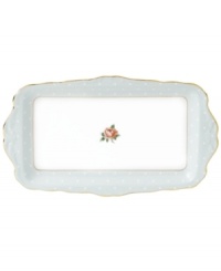Royal Albert updates a classic with the playfully patterned Polka Rose sandwich tray. Dainty dots mix with Old Country Roses on gold-banded bone china with a dainty ruffled edge. Royal Albert updates a classic with the playfully patterned Polka Rose sandwich tray. Dainty dots mix with Old Country Roses on gold-banded bone china with a dainty ruffled edge.