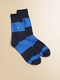 Smart enough for school yet sporty enough for play, in bold rugby stripes on a sturdy cotton blend.76% cotton/18% polyester/3% other//2% rubber/1% spandexMachine washImported Smart enough for school yet sporty enough for play, in bold rugby stripes on a sturdy cotton blend.76% cotton/18% polyester/3% other//2% rubber/1% spandexMachine washImported