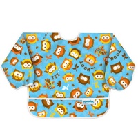 Bumkins Waterproof Sleeved Bib, 6 months to 2 years, Blue Owl Bumkins Waterproof Sleeved Bib, 6 months to 2 years, Blue Owl