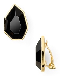 Inject some serious edge into your jewel box with pair of earrings from T Tahari. These stunners boast a faceted black crystal stone, classically framed in gold plated metal. Inject some serious edge into your jewel box with pair of earrings from T Tahari. These stunners boast a faceted black crystal stone, classically framed in gold plated metal.