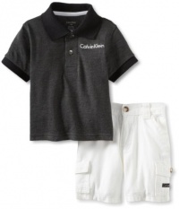 Calvin Klein Baby-boys Infant Dark Polo With Short, Gray, 24 Months Calvin Klein Baby-boys Infant Dark Polo With Short, Gray, 24 Months
