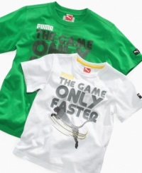 Up the pace of his active wear with this graphic t-shirt from Puma. Up the pace of his active wear with this graphic t-shirt from Puma.