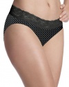 Bali One Smooth U - No Lines, No Slip Bikini w/ Lace Waistband 24A8, Piper Polka Dot Print, 6