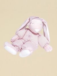 Soft velboa with pastel stripe jersey knit union suit body is perfect for snuggling. Matching stocking cap Embroidered eyes Long fuzzy soft ears 100% polyester fill 22 L Machine wash Imported Recommended for infants and up Soft velboa with pastel stripe jersey knit union suit body is perfect for snuggling. Matching stocking cap Embroidered eyes Long fuzzy soft ears 100% polyester fill 22 L Machine wash Imported Recommended for infants and up