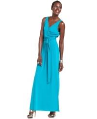 Saturated color and a flowing silhouette make Suzi Chin's dress ready for evening. Elevate the look even more with shimmery, strappy heels and a few sparkling jewels. Saturated color and a flowing silhouette make Suzi Chin's dress ready for evening. Elevate the look even more with shimmery, strappy heels and a few sparkling jewels.