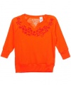 Guess Garlanded L/S Top (Sizes 7 - 16) - orange, 16