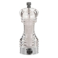 Designed to cut, then grind for maximum flavor, this durable salt mill from Trudeau is made of clear acrylic for a sleek, modern look. Designed to cut, then grind for maximum flavor, this durable salt mill from Trudeau is made of clear acrylic for a sleek, modern look.