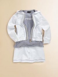 A comfy, cozy and totally chic way to stay toasty this seasonr.Attached hoodLong sleevesZip front closure with logo trimFront slash pocketsRib-knit banded cuff and hem94% cotton/6% elasticMachine washImported A comfy, cozy and totally chic way to stay toasty this seasonr.Attached hoodLong sleevesZip front closure with logo trimFront slash pocketsRib-knit banded cuff and hem94% cotton/6% elasticMachine washImported