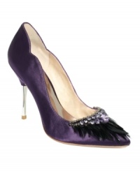 Enjoy your night in satin style with the feathers and sparkle of the Tosca pumps by A.B.S.