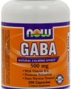 NOW Foods Gaba 500mg with B-6, 200 Capsules
