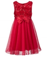 She'll feel fabulous in this Bonnie Jean dress with lots of sparkly detail and a gorgeous long overlay skirt. She'll feel fabulous in this Bonnie Jean dress with lots of sparkly detail and a gorgeous long overlay skirt.