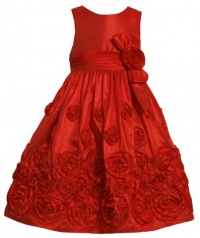 Bonnie Jean Girls 2-6X Shantung Dress, Red, 5 Bonnie Jean Girls 2-6X Shantung Dress, Red, 5