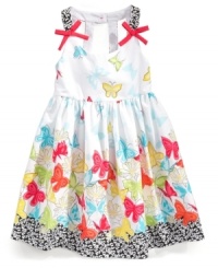 Flutter through the flowers. This sundress from Bonnie Jean is perfect for prepping her for sunny tea parties. Flutter through the flowers. This sundress from Bonnie Jean is perfect for prepping her for sunny tea parties.