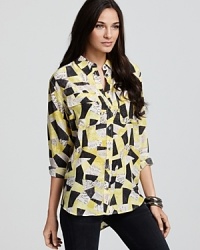 Go geometric with this patchwork-print Equipment blouse, cut in their signature silhouette for a classically chic look. Team it with jeans or a slim pencil skirt for style with edge. Go geometric with this patchwork-print Equipment blouse, cut in their signature silhouette for a classically chic look. Team it with jeans or a slim pencil skirt for style with edge.