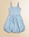 Bubbling over with cuteness, this colorful, floral frock is crafted in a stylish bubble silhouette.SquareneckRear elasticized strapsHidden side zipperFull skirtBubble hemFull linedCottonMachine washMade in the USA of imported fabric