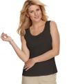 This easy tank top offers a feminine twist thanks to lace trim at the neckline, from JM Collection.