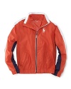 Bold color-blocking and Ralph Lauren's signature Big Pony add sporty appeal to a handsome microfiber windbreaker.