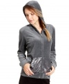 Sequined patch pockets give this velour hoodie from Style&co. Sport a luxe look.