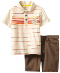 Calvin Klein Boys 2-7 Polo Shirt With Short, White, 3T Calvin Klein Boys 2-7 Polo Shirt With Short, White, 3T
