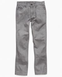 Ready to roll. These mod jeans from Calvin Klein help him to lock down a crisp, flawless look. Ready to roll. These mod jeans from Calvin Klein help him to lock down a crisp, flawless look.