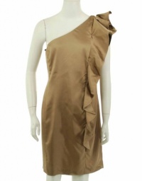 Calvin Klein Ruffle Trim Off Shoulder Dress Caramel 8 Calvin Klein Ruffle Trim Off Shoulder Dress Caramel 8