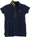 Ralph Lauren Girl's Short-Sleeved Mesh Polo (Medium (8/10), Newport Navy)