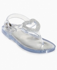 She may not wear her heart on her sleeve yet, but she'll wear it on her foot with these sweet jelly sandals from First Impressions. She may not wear her heart on her sleeve yet, but she'll wear it on her foot with these sweet jelly sandals from First Impressions.