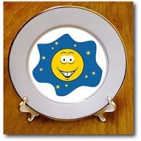 GIrl Yellow Smiley Face With Flower in Hair - 8 Inch Porcelain Plate GIrl Yellow Smiley Face With Flower in Hair - 8 Inch Porcelain Plate