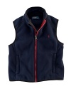 An essential vest is crafted from plush Polarfleece® for an ultra-soft feel and a cozy look.