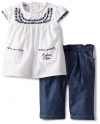 Calvin Klein Baby-Girls Infant Top with Pants, White, 18 Months