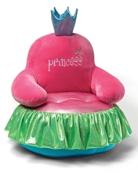 A royal addition to her doll play, this plush Princess throne chair boasts a cute crown top and contrast ruffled trim. A royal addition to her doll play, this plush Princess throne chair boasts a cute crown top and contrast ruffled trim.