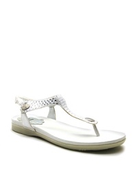 A comfy thong sandal from Stuart Weitzman, with padded footbed and diamond-studded top. A comfy thong sandal from Stuart Weitzman, with padded footbed and diamond-studded top.