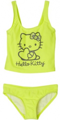 Hello Kitty Girls 7-16 Big Girls Retro Kitty 2 Piece Tankini Swimwear, Yellow, 10/12 Hello Kitty Girls 7-16 Big Girls Retro Kitty 2 Piece Tankini Swimwear, Yellow, 10/12