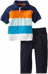 Nautica Sportswear Kids Baby-boys Infant Short Sleeve Striped Polo with Pant, Mandarin, 12 Months Nautica Sportswear Kids Baby-boys Infant Short Sleeve Striped Polo with Pant, Mandarin, 12 Months