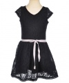 GUESS Kids Girls Lace Dress with Tie, BLACK (14)