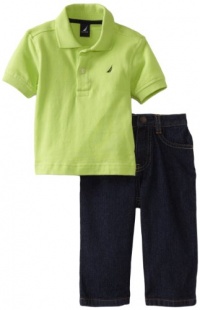 Nautica Sportswear Kids Baby-boys Infant Short Sleeve Solid Polo with Denim Pant, Python, 18 Months Nautica Sportswear Kids Baby-boys Infant Short Sleeve Solid Polo with Denim Pant, Python, 18 Months