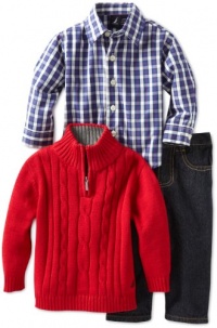 Nautica Sportswear Kids Baby-Boys Infant 3 Piece 1/4 Zip Long Sleeve Woven Shirt And Denim Pant Sweater Set, Cherry, 24 Months Nautica Sportswear Kids Baby-Boys Infant 3 Piece 1/4 Zip Long Sleeve Woven Shirt And Denim Pant Sweater Set, Cherry, 24 Months