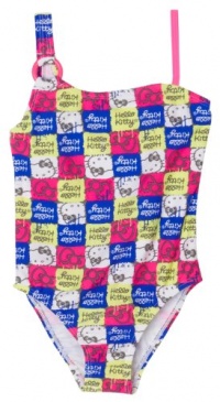 Hello Kitty Girls 2-6x Little Girls Retro Kitty Printed 1 Piece Swimwear, Purple, 6X Hello Kitty Girls 2-6x Little Girls Retro Kitty Printed 1 Piece Swimwear, Purple, 6X