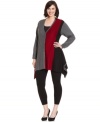 Get your leggings set for Alfani's long sleeve plus size cardigan, punctuated by a handkerchief hem.