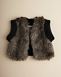 Fun, fashionable and absolutely on-trend, this faux-fur vest revels in a retro-inspired glam she'll love to flaunt. Fun, fashionable and absolutely on-trend, this faux-fur vest revels in a retro-inspired glam she'll love to flaunt.