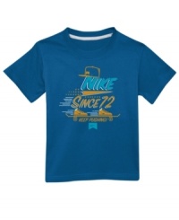 Roll, baby, roll. Refresh his wardrobe and keep his style moving with one of these screen print tees from Nike Action. (Clearance) Roll, baby, roll. Refresh his wardrobe and keep his style moving with one of these screen print tees from Nike Action. (Clearance)