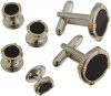 Geoffrey Beene Mens Polished Rhodium Circle With Black Epoxy Center And Gold Accents Dress Set