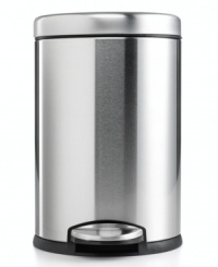 You take care of the trash and simplehuman's step can will take care of itself with a fingerprint-proof finish that smudges simply don't stick to. The compact size of this trash can lets you stow it away out of sight and the removable plastic bucket and pedal design give you easy access to tidy up. 5-year warranty. You take care of the trash and simplehuman's step can will take care of itself with a fingerprint-proof finish that smudges simply don't stick to. The compact size of this trash can lets you stow it away out of sight and the removable plastic bucket and pedal design give you easy access to tidy up. 5-year warranty.