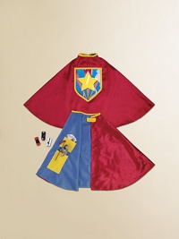Dress up play was never so fun or so easy - just grab this shiny satin cape and become your favorite super hero in seconds. Grip tape closure 4 secret inside pockets for stashing your own superhero stuff Clear back pocket displays insignia (3 included) or your own artwork Polyester; hand wash Imported Fits most children 3+ up Dress up play was never so fun or so easy - just grab this shiny satin cape and become your favorite super hero in seconds. Grip tape closure 4 secret inside pockets for stashing your own superhero stuff Clear back pocket displays insignia (3 included) or your own artwork Polyester; hand wash Imported Fits most children 3+ up