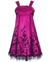 This Rare Editions dress has stunning jeweled details and tulle lined bottom for a look that's cute and classy.