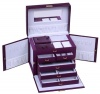 SHINING IMAGE LARGE PURPLE LEATHER JEWELRY BOX / CASE / STORAGE / ORGANIZER WITH TRAVEL CASE AND LOCK