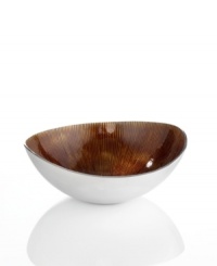 Full of surprises, this handcrafted bowl features sleek, polished aluminum lined with rich, earthy amber. Keep it on display no matter what's on your menu. From the Simply Designz serveware and serving dishes collection. Full of surprises, this handcrafted bowl features sleek, polished aluminum lined with rich, earthy amber. Keep it on display no matter what's on your menu. From the Simply Designz serveware and serving dishes collection.